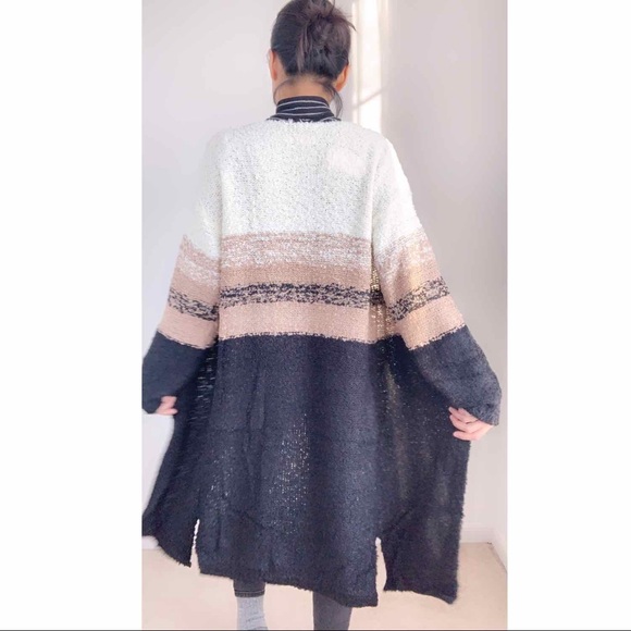 BOUCLE LONG KNIT OPEN FRONT CARDIGAN - Picture 5 of 6